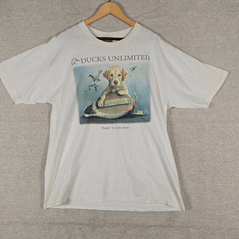 Vintage Ducks Unlimited T-Shirt Buddy Zettie Jones Marathon Apparel Men XL White